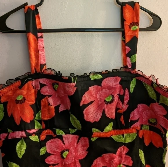 Spenser Jeremy Floral Dress Bright Pretty Ruffled Hem 10 Cotton Spandex - Picture 5 of 6